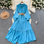 Vintage Ruffled Shirt Dress with Belt
