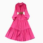 Vintage Ruffled Shirt Dress with Belt