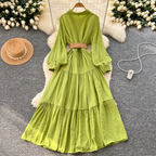 Vintage Ruffled Shirt Dress with Belt