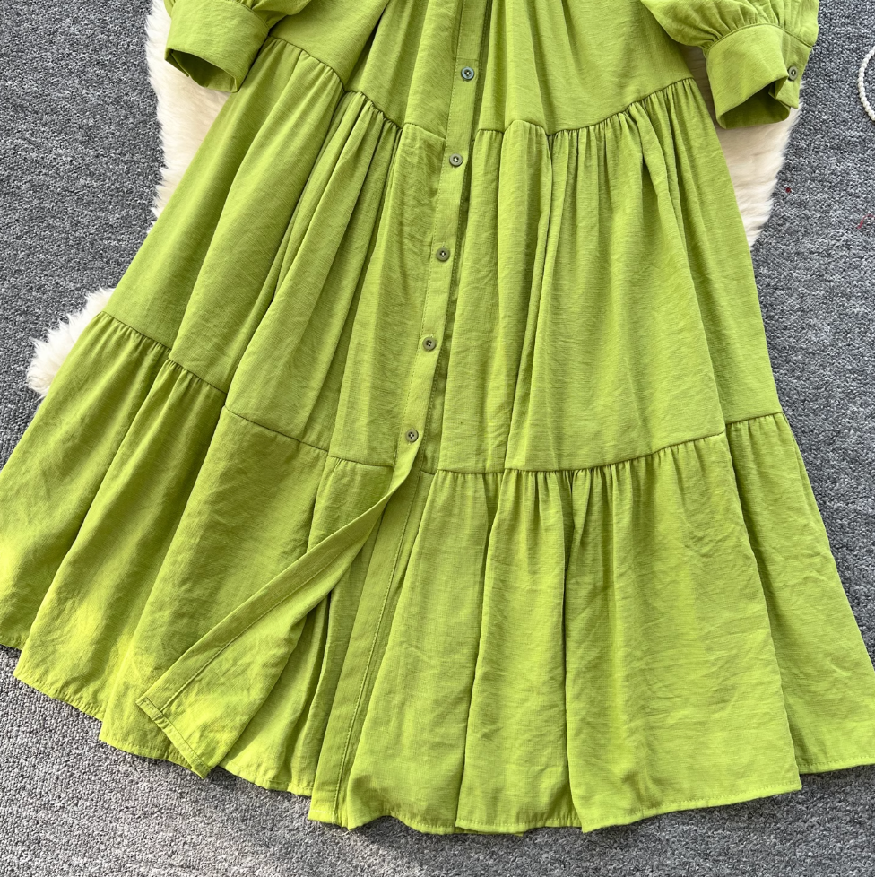 Vintage Ruffled Shirt Dress with Belt