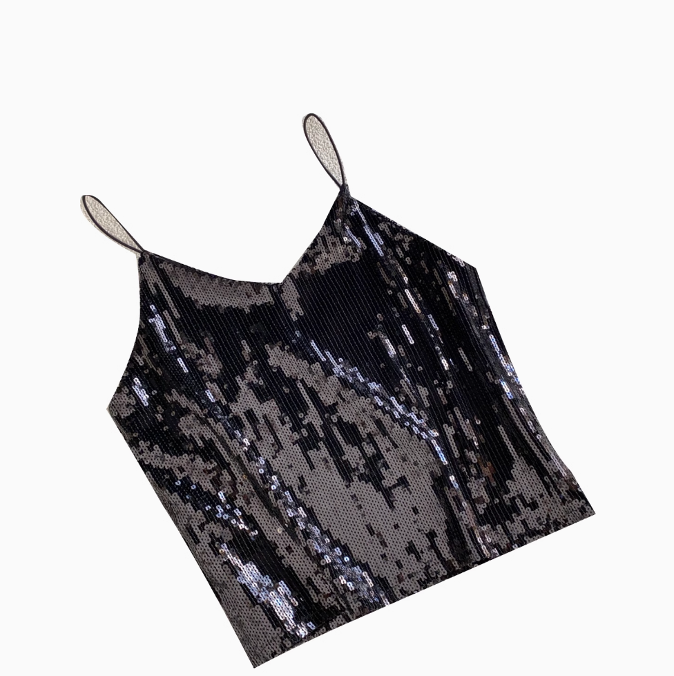 V-neck Backless Shiny Sequined Camisole