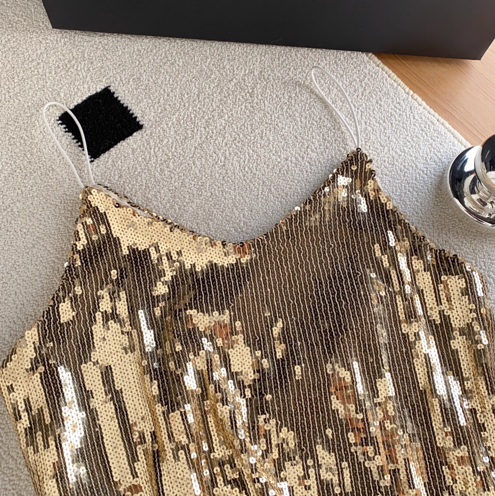 V-neck Backless Shiny Sequined Camisole