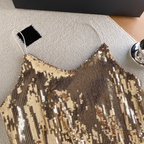 V-neck Backless Shiny Sequined Camisole