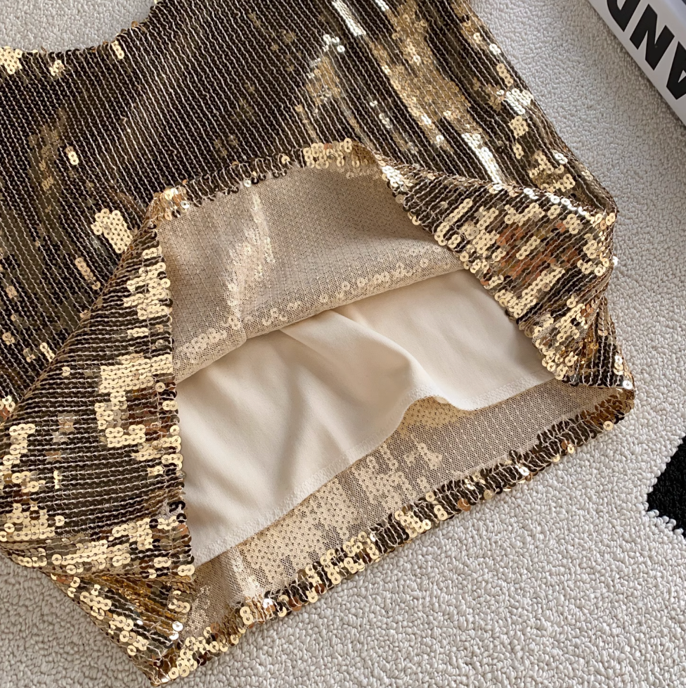 V-neck Backless Shiny Sequined Camisole