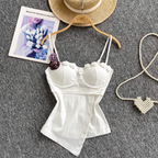 Asymmetric 3D Flower Camisole Top