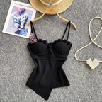 Asymmetric 3D Flower Camisole Top
