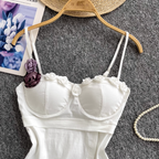 Asymmetric 3D Flower Camisole Top