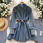 Chic Denim Shirt Dress with Belt