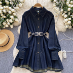 Chic Denim Shirt Dress with Belt