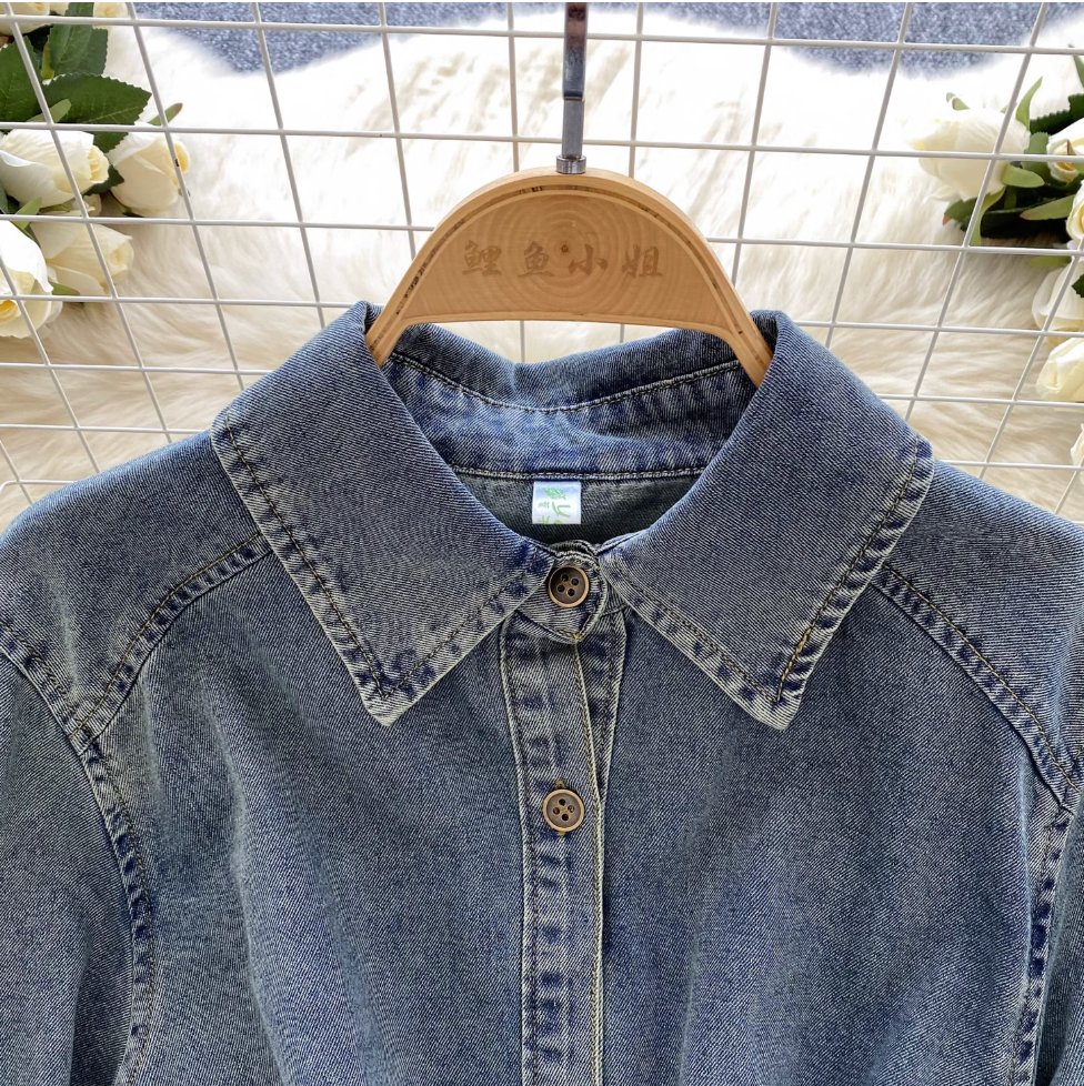 Chic Denim Shirt Dress with Belt