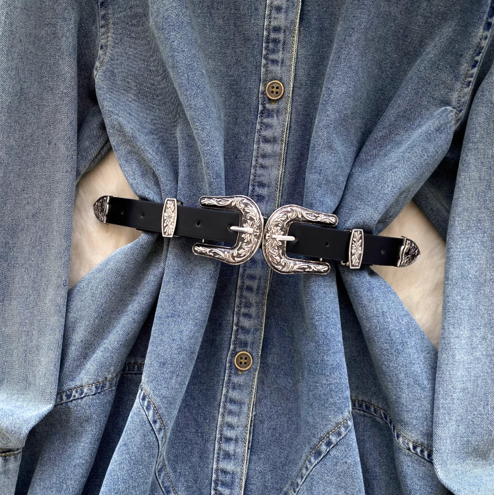 Chic Denim Shirt Dress with Belt