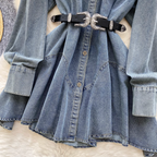 Chic Denim Shirt Dress with Belt