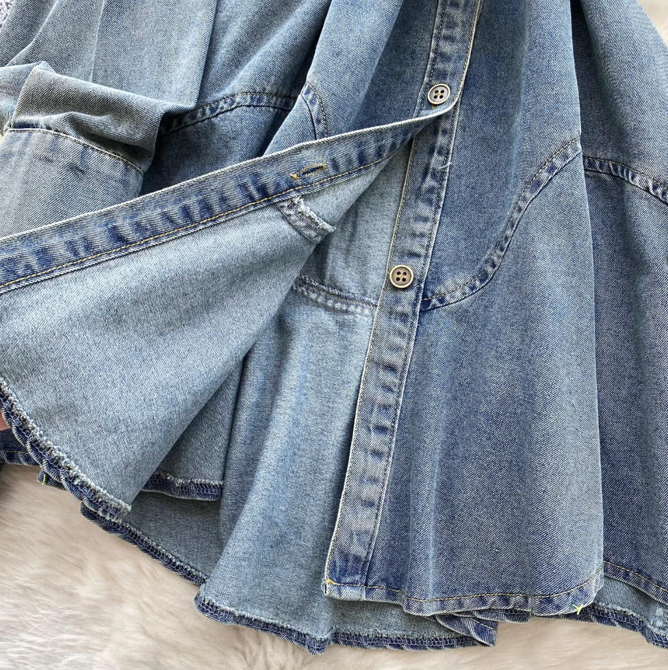 Chic Denim Shirt Dress with Belt