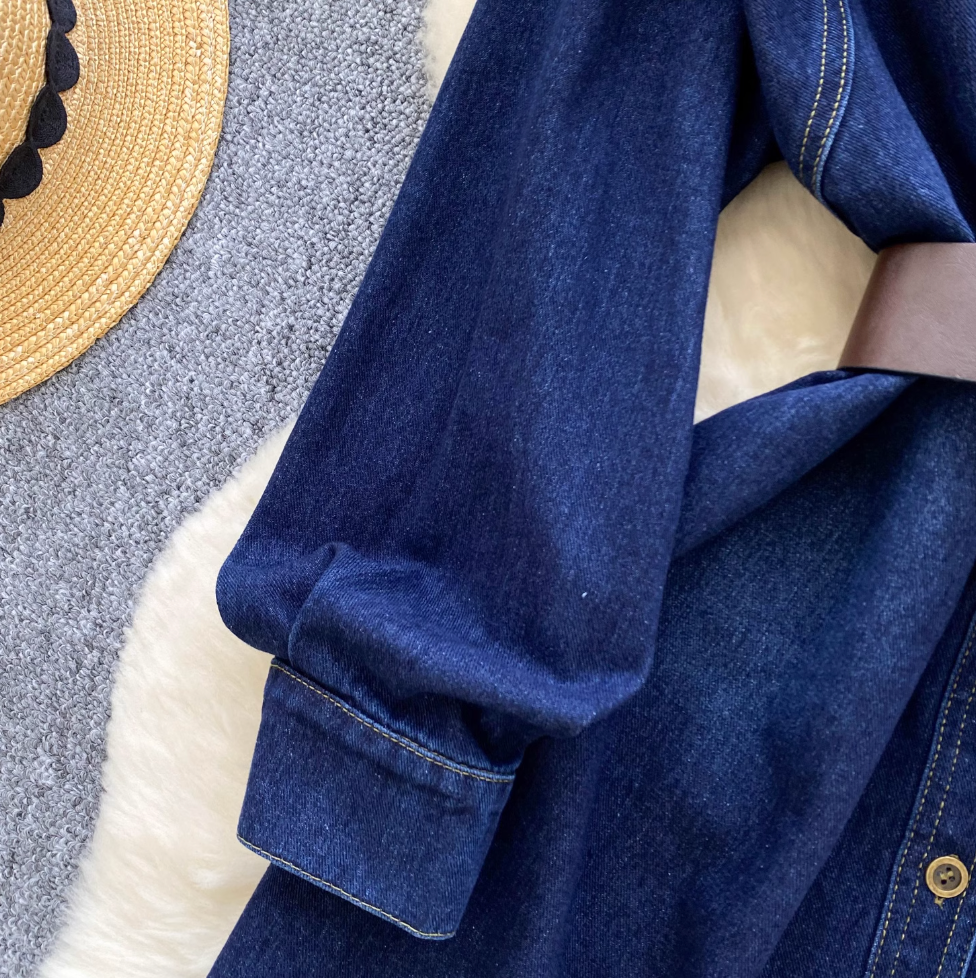 Vintage Blue Denim Shirt Dress