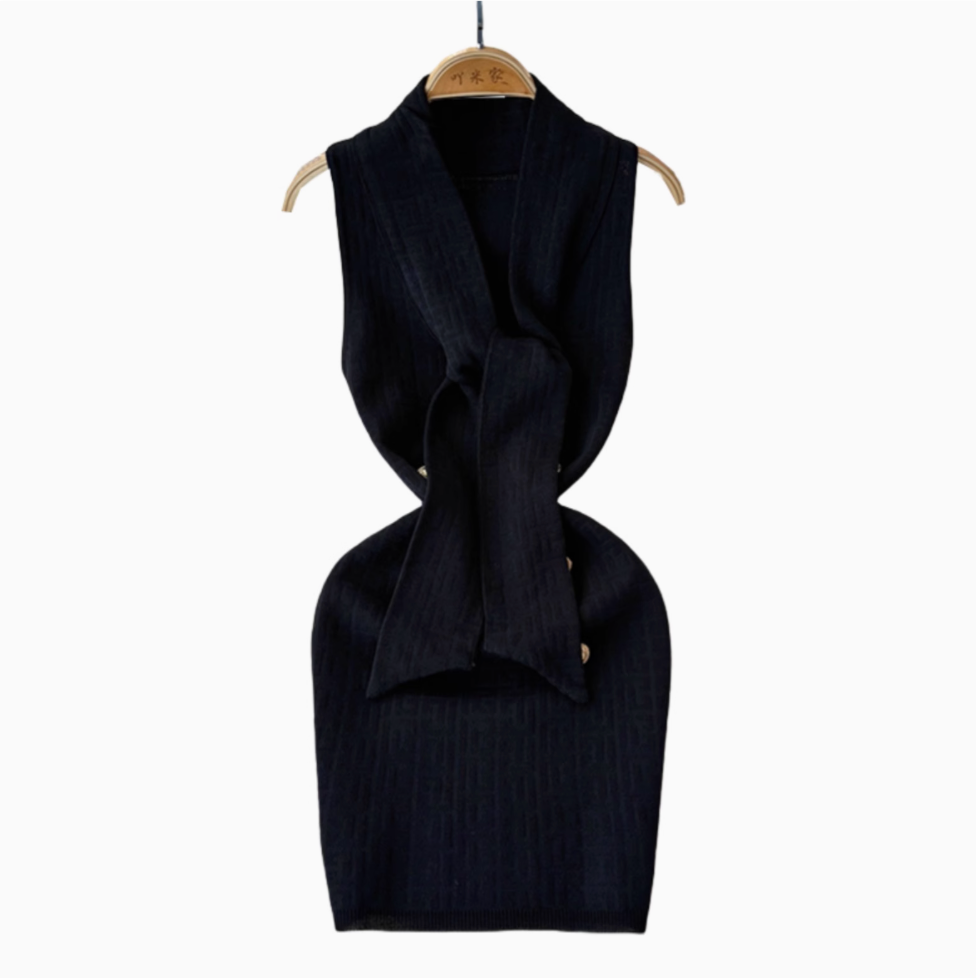 Vintage Sleeveless Labyrinth Knitted Dress