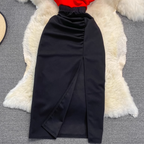 Elegant Color Blocking Patchwork Slip Dress
