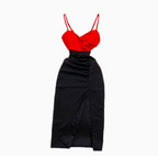 Elegant Color Blocking Patchwork Slip Dress