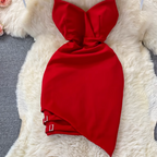 Asymmetric V-neck Backless Slip Dress