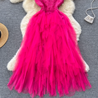 Niche V-neck Lace Patchwork Vest Dress