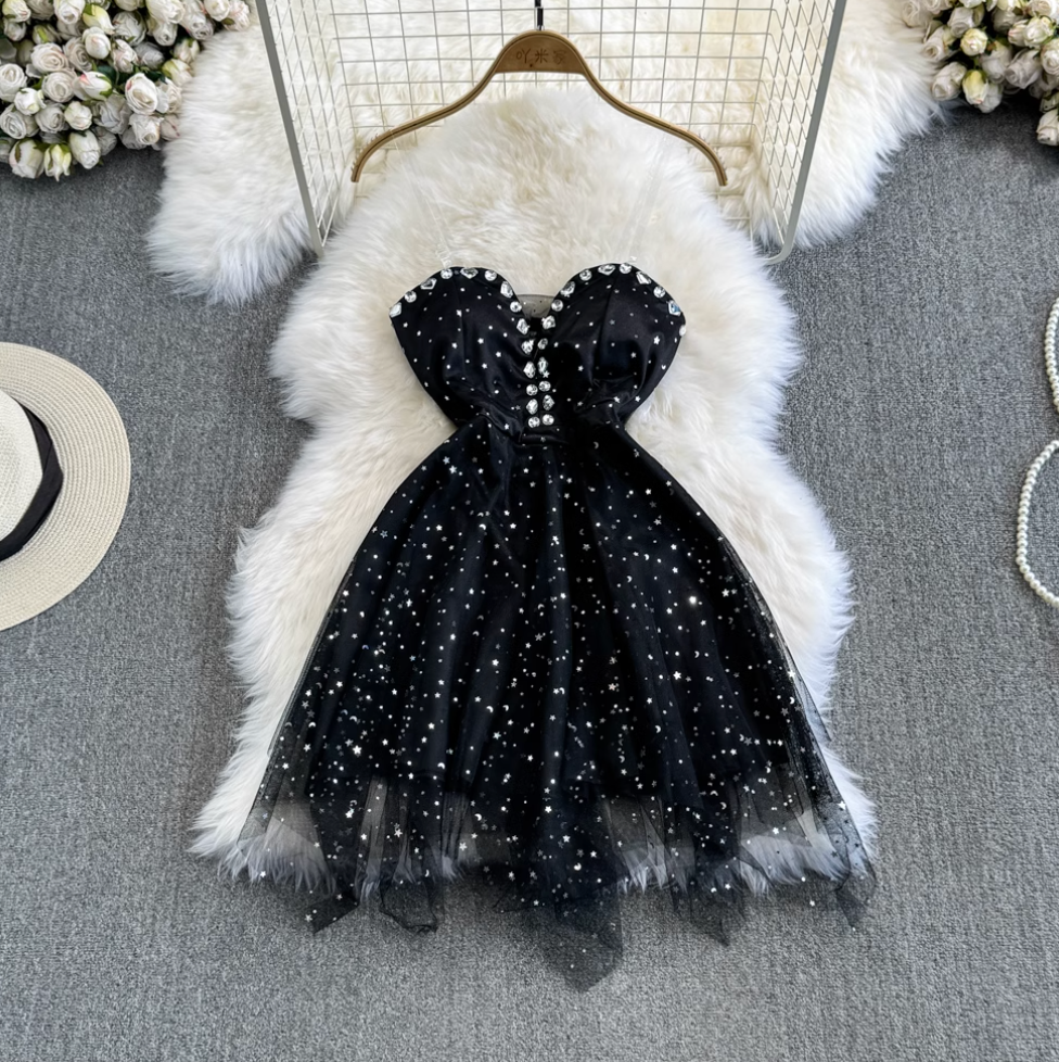 V-neck Off-shoulder Sequined Party Dress