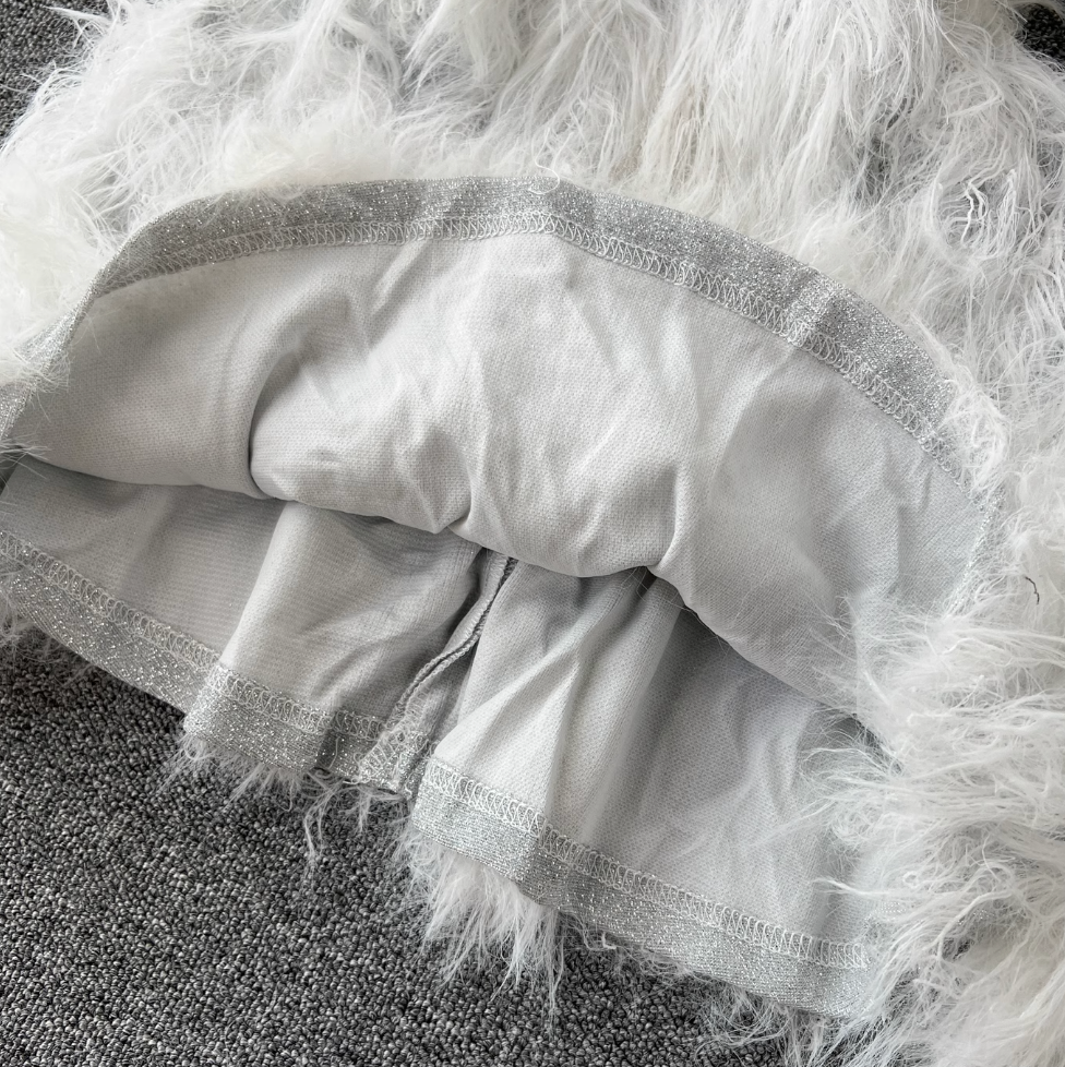 Fairy White Fur Fringed Slip Dress