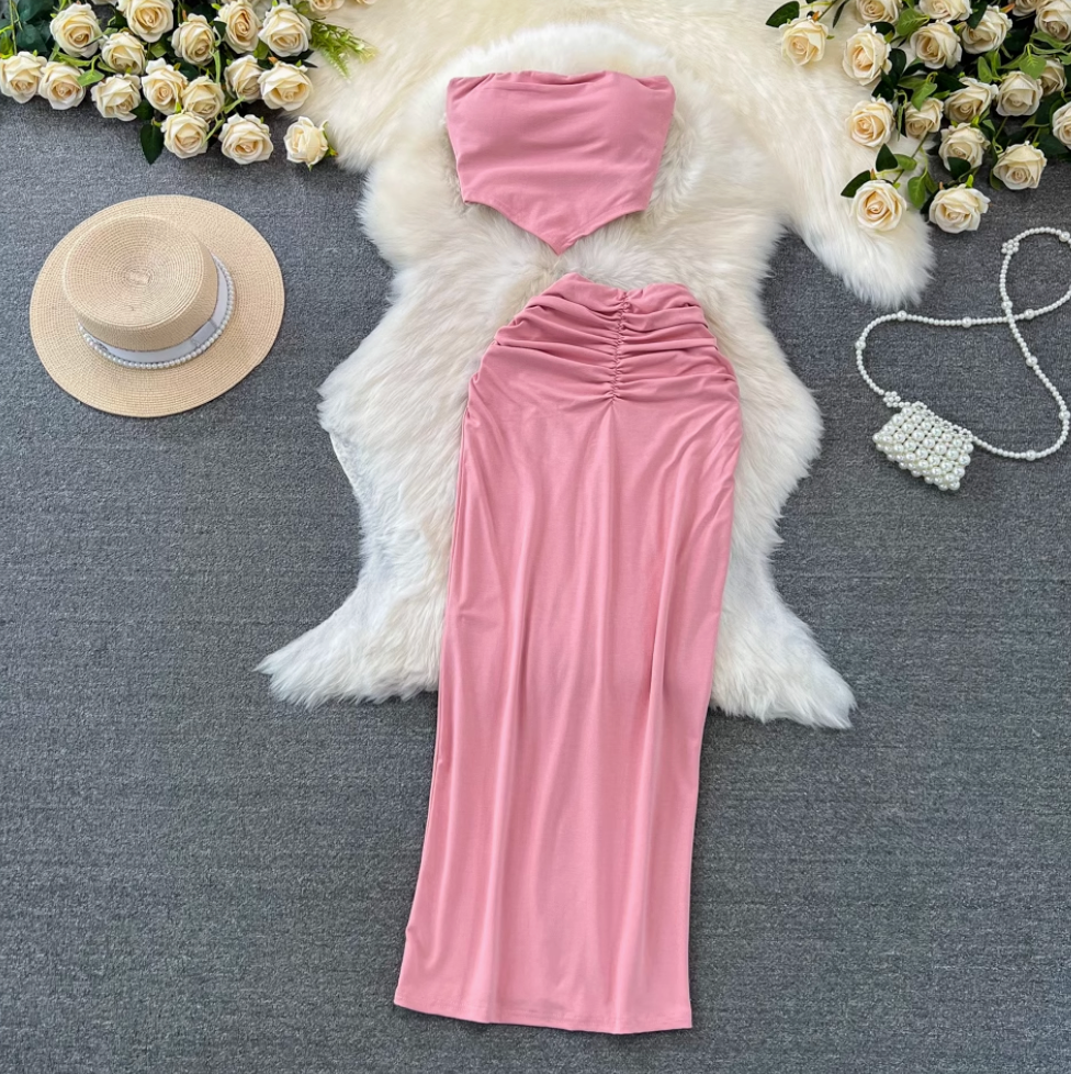 Padded Tank Top & Slim Skirt 2Pcs