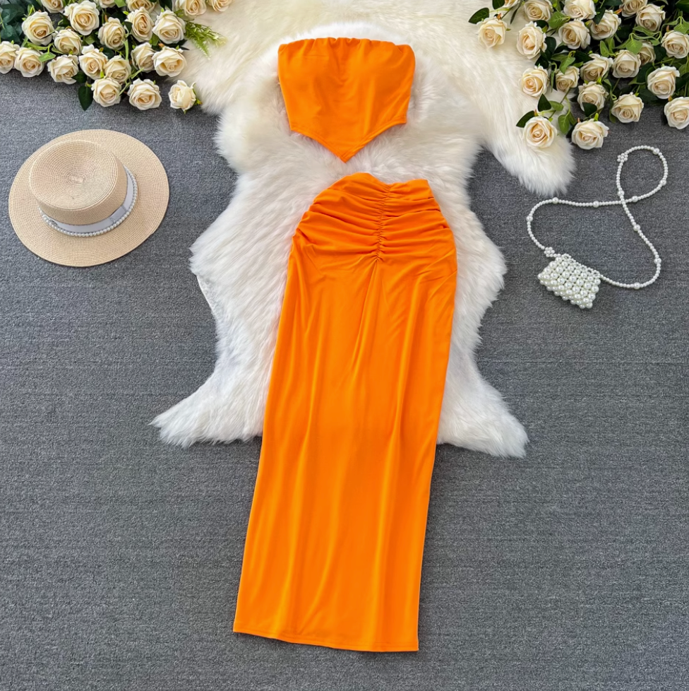 Padded Tank Top & Slim Skirt 2Pcs