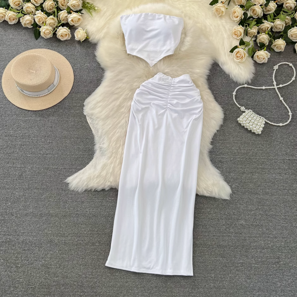 Padded Tank Top & Slim Skirt 2Pcs