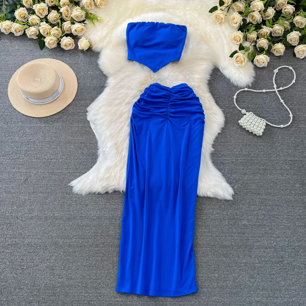 Padded Tank Top & Slim Skirt 2Pcs