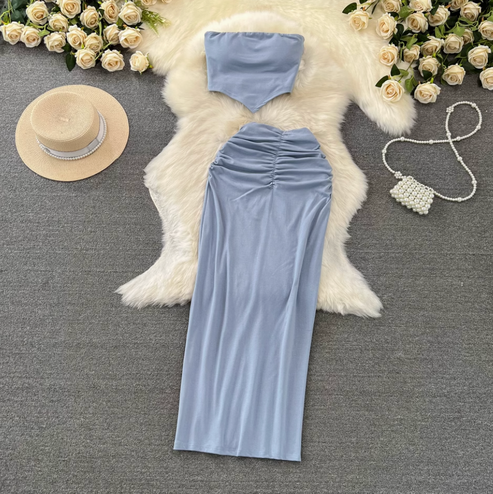 Padded Tank Top & Slim Skirt 2Pcs