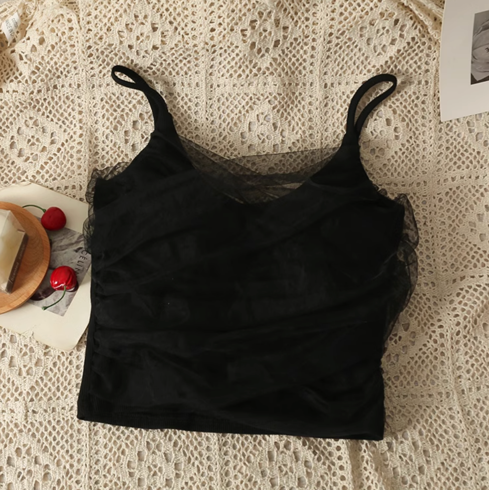 Fairy Mesh Patchwork Short Camisole