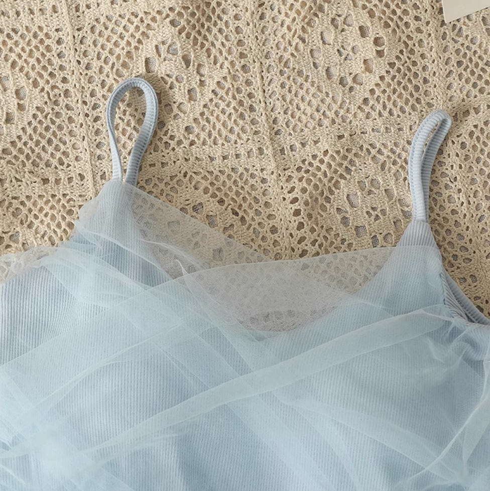 Fairy Mesh Patchwork Short Camisole