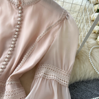 Courtly Puffy Sleeve Lace Dress