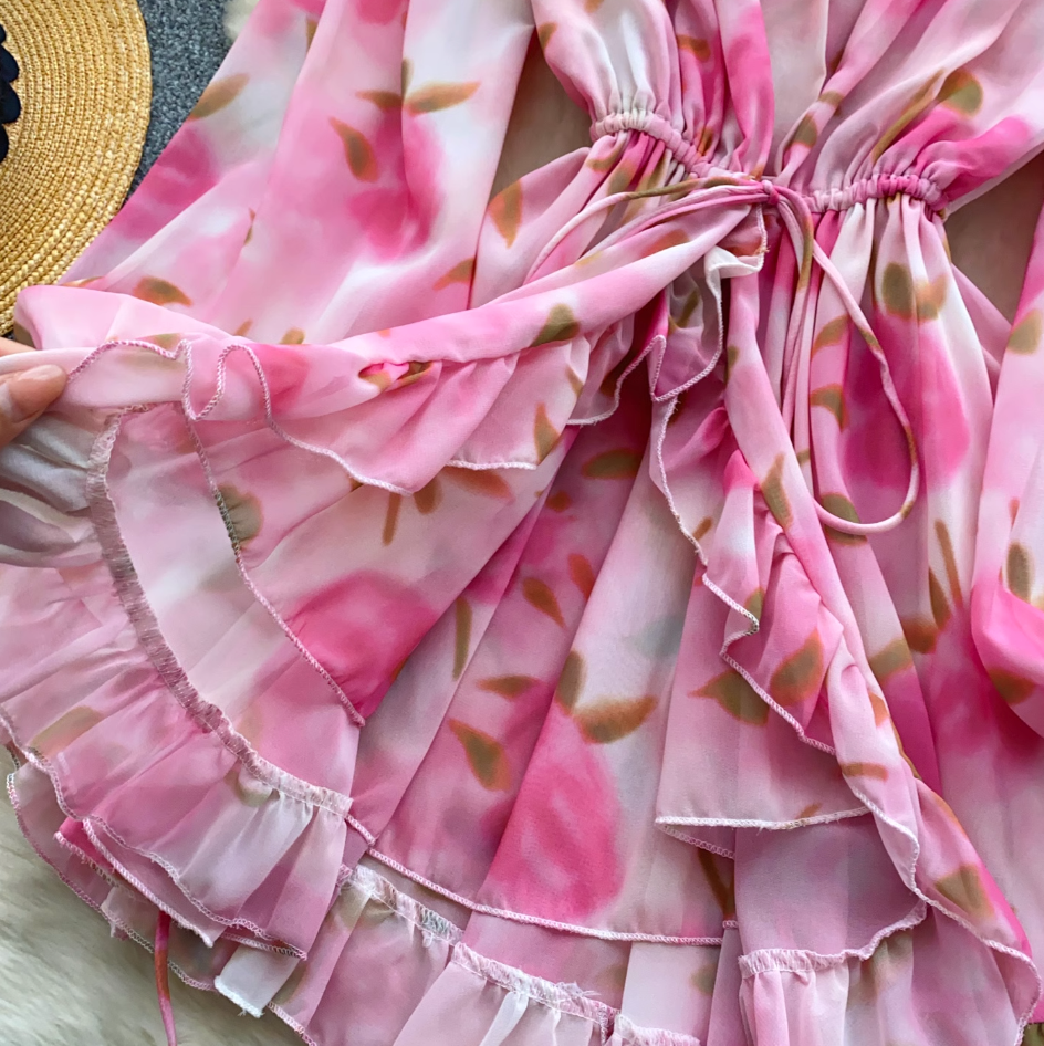 French Style Ruffled Floral Dress