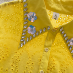 Courtly Hollowed Crochet Sequined Shirt