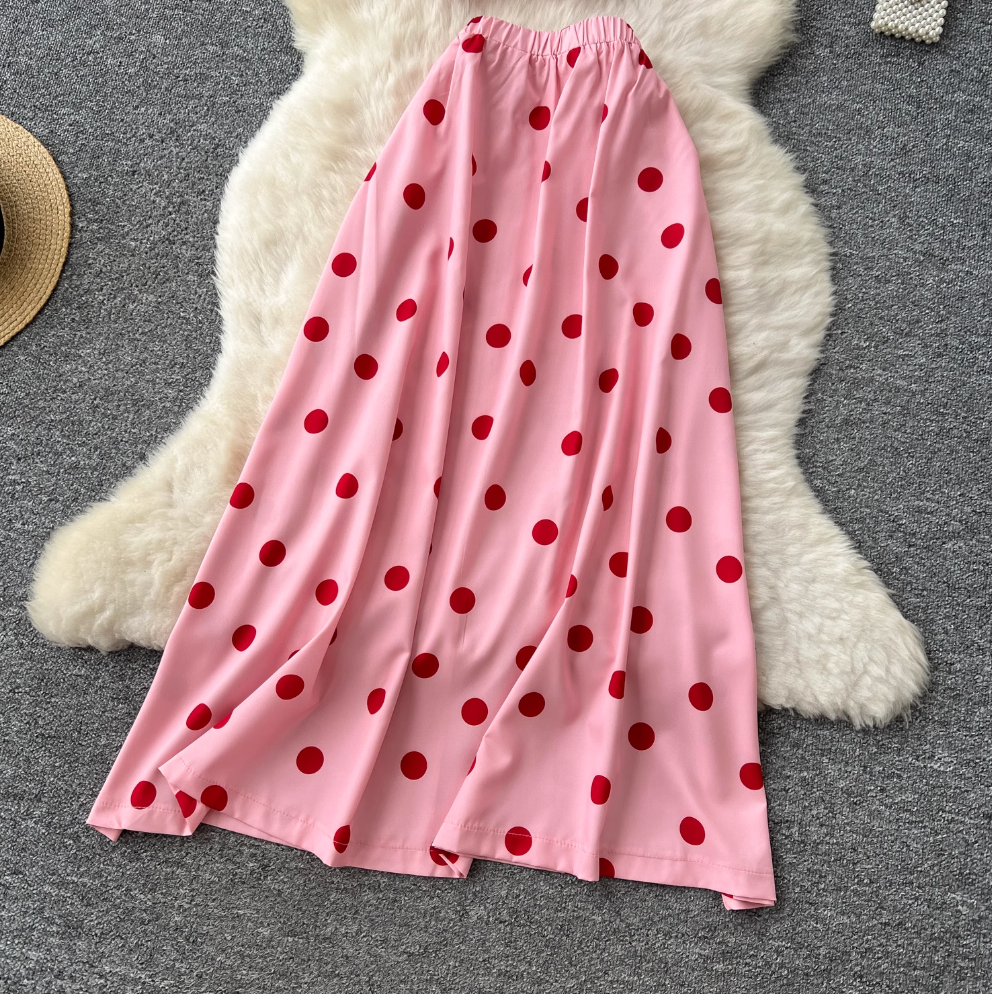 Polka Dot Printed Shirt & Skirt 2Pcs