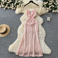 Pink Sequined Fishtail Slip Dress