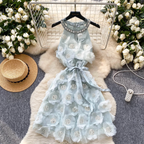Premium Beaded Embroidery Halter Dress