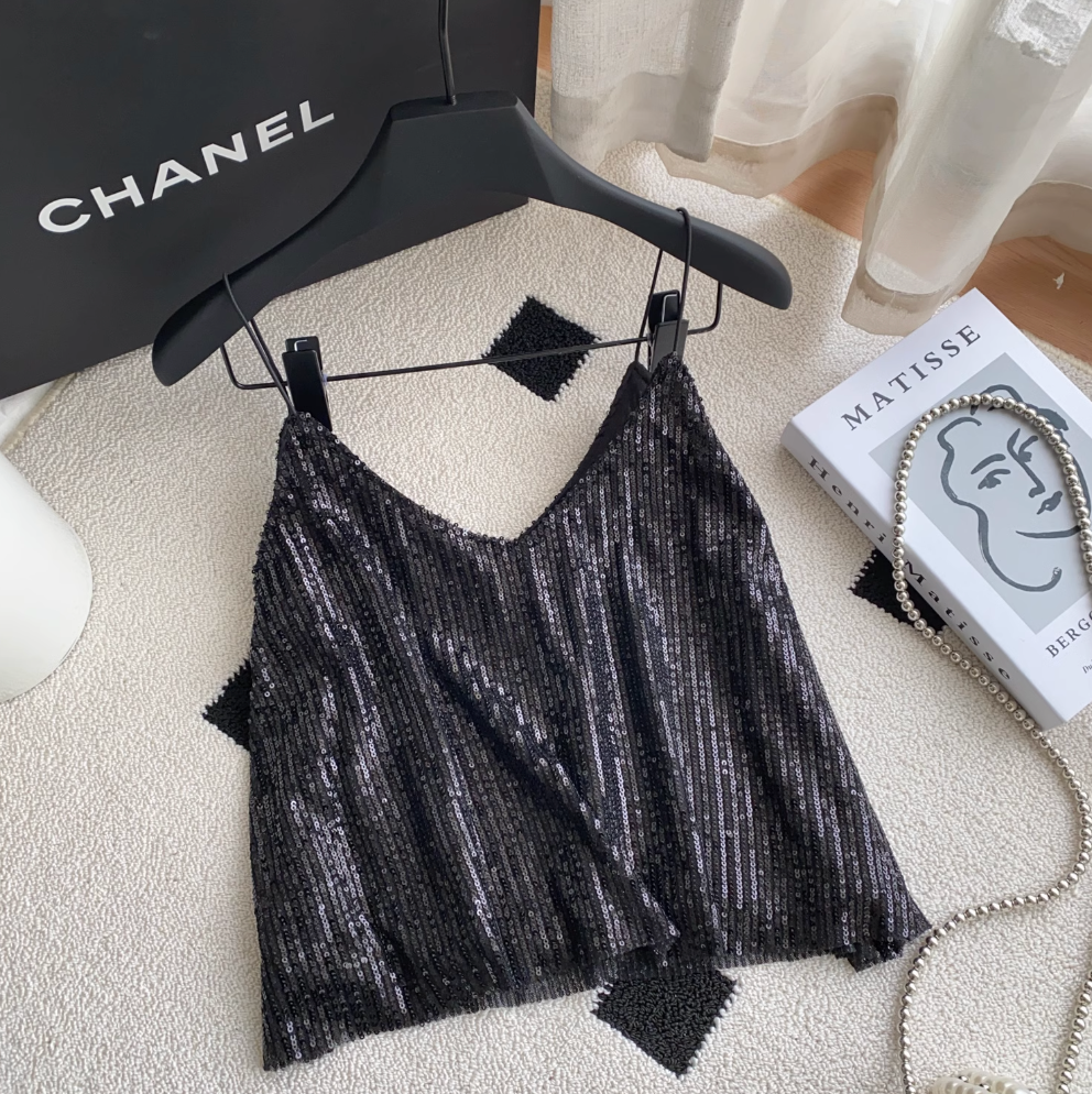 Chic Sequined Lace Patchwork Camisole