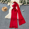 Red Split Party Dress with Ribbon