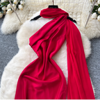 Red Split Party Dress with Ribbon
