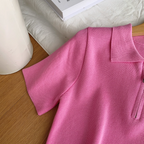 Vintage Lapeled Zipped Short Knitwear