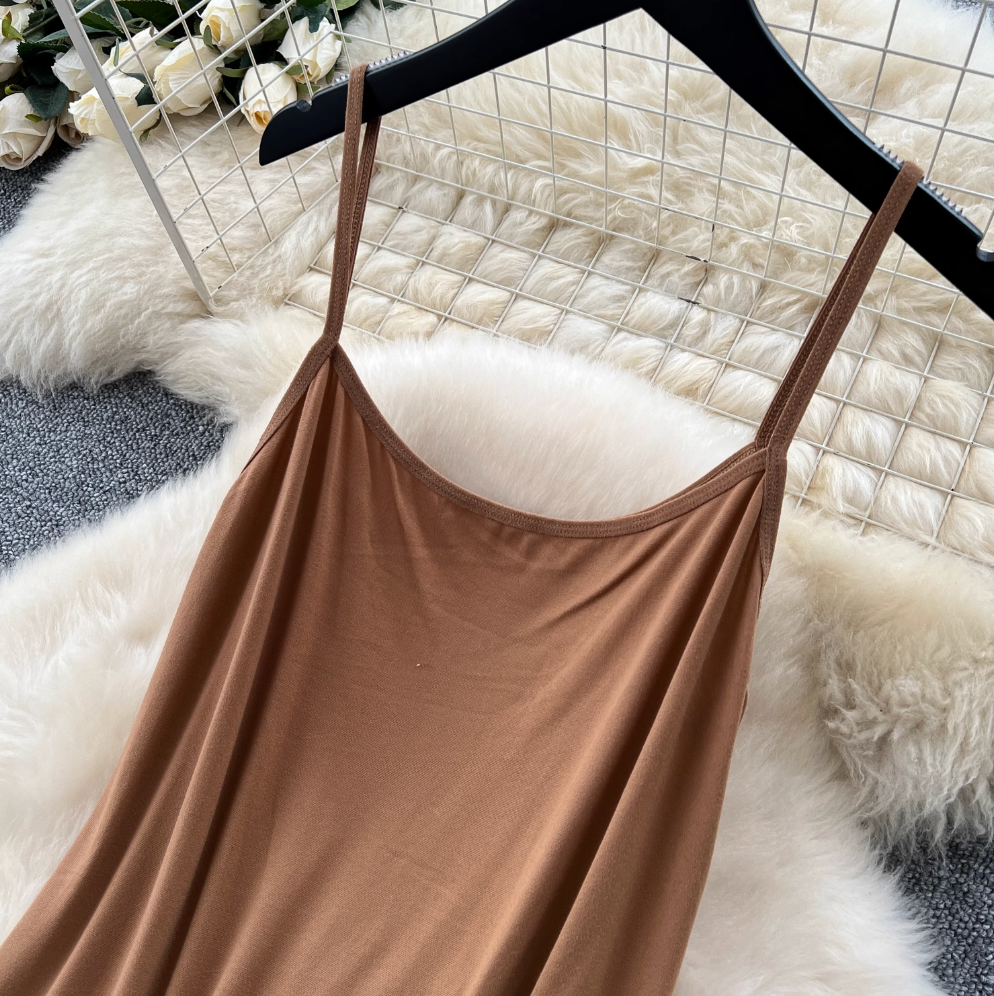 Hollowed Crochet Dress & Slip Dress 2Pcs