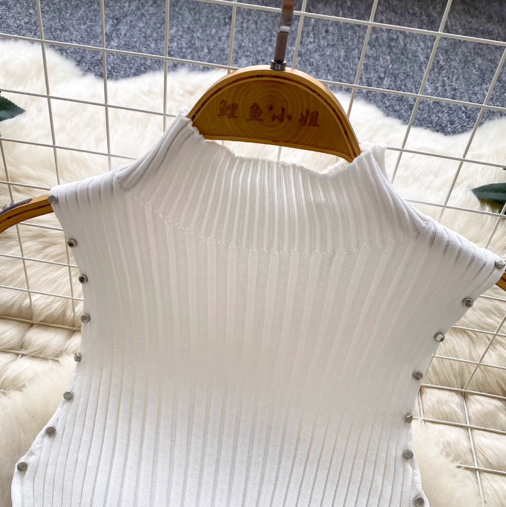Turtleneck Slim-fit Beaded Knit Dress