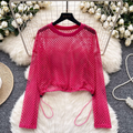 Niche Hollowed Net Drawstring Top