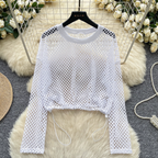 Niche Hollowed Net Drawstring Top
