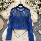 Niche Hollowed Net Drawstring Top
