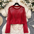 Niche Hollowed Net Drawstring Top