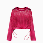 Niche Hollowed Net Drawstring Top