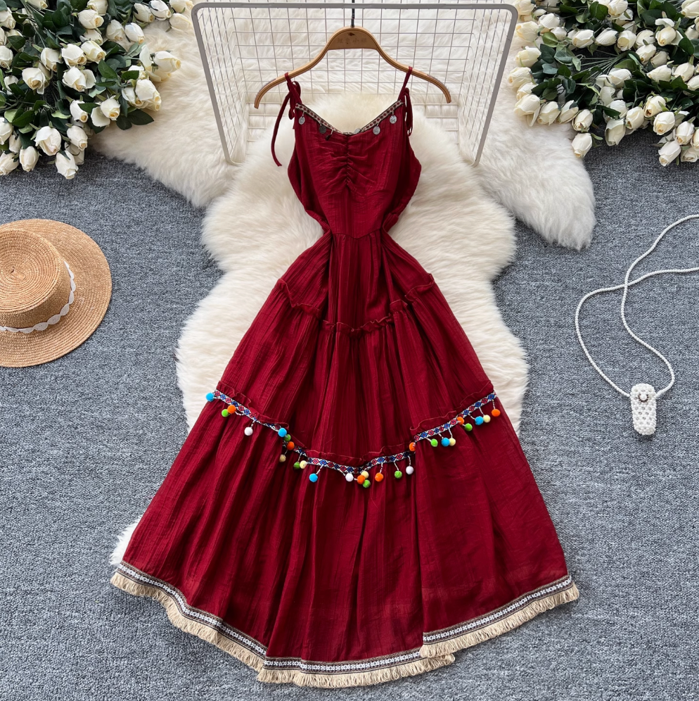 Vintage Fringed A-line Slip Dress
